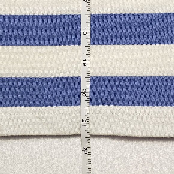 J.Crew Factory Short-Sleeve Striped Button-Shoulder Tee Women's Small Peri Blue - Picture 10 of 16